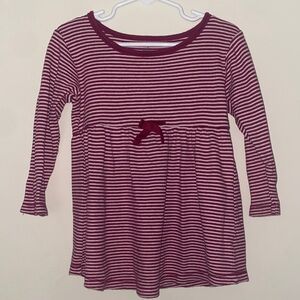Striped Maroon and White Kids Casual Dress